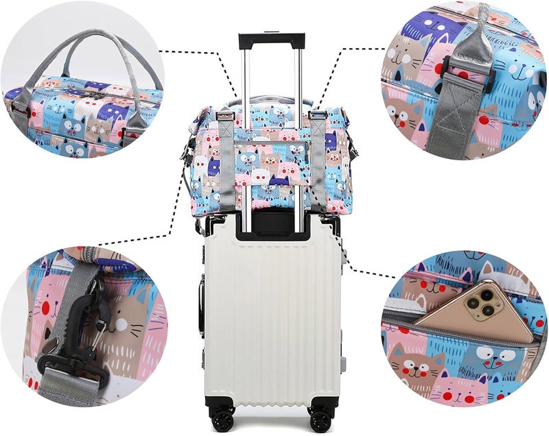 NWLR Travel Duffle Bag Weekender Overnight Bag Gym Tote with Dry and Wet Separated Pocket for Women Girls Shoulder Workout Duffel Bag Water Resistant (cow print) - Image 5
